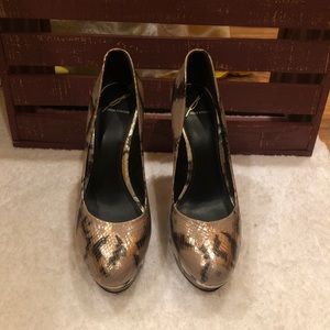 Brian Atwood snake print platform heels